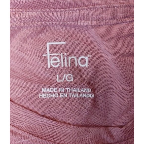 FELINA Womens L Soft Pink Basic Casual Scoop Neck Short Sleeve T-Shirt - Picture 3 of 4
